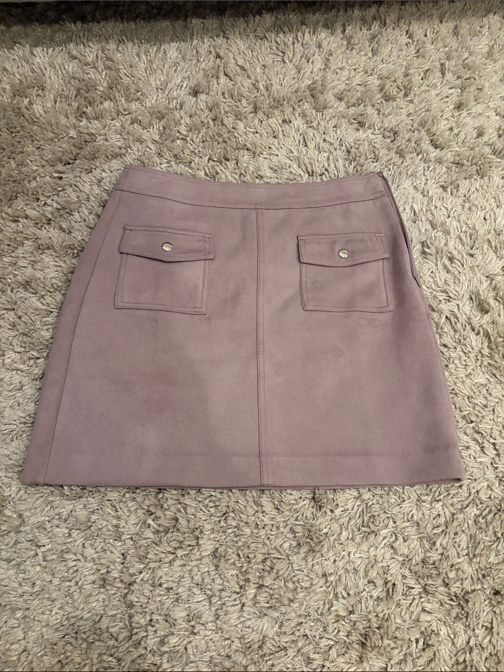 LOFT Mauve Mini Skirt with Front Flap Pockets
